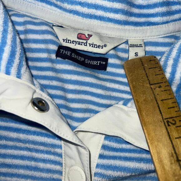 Vineyard Vines blue and white terry cloth striped pullover The Shep Shirt sz SM - Picture 7 of 7